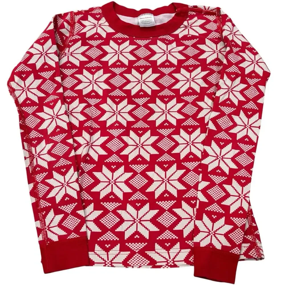 Hanna Andersson Kids Red Snowflake Organic Cotton Pajamas Size 12 | 150 cm